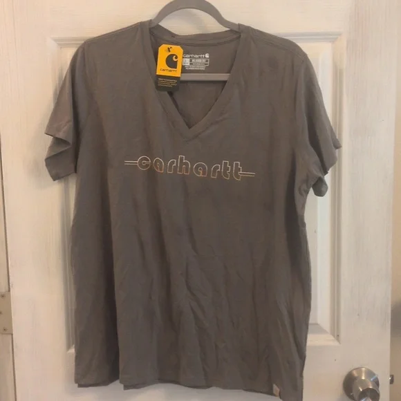 Carhartt Women's Olive V-Neck Tee - Picture 2 of 6